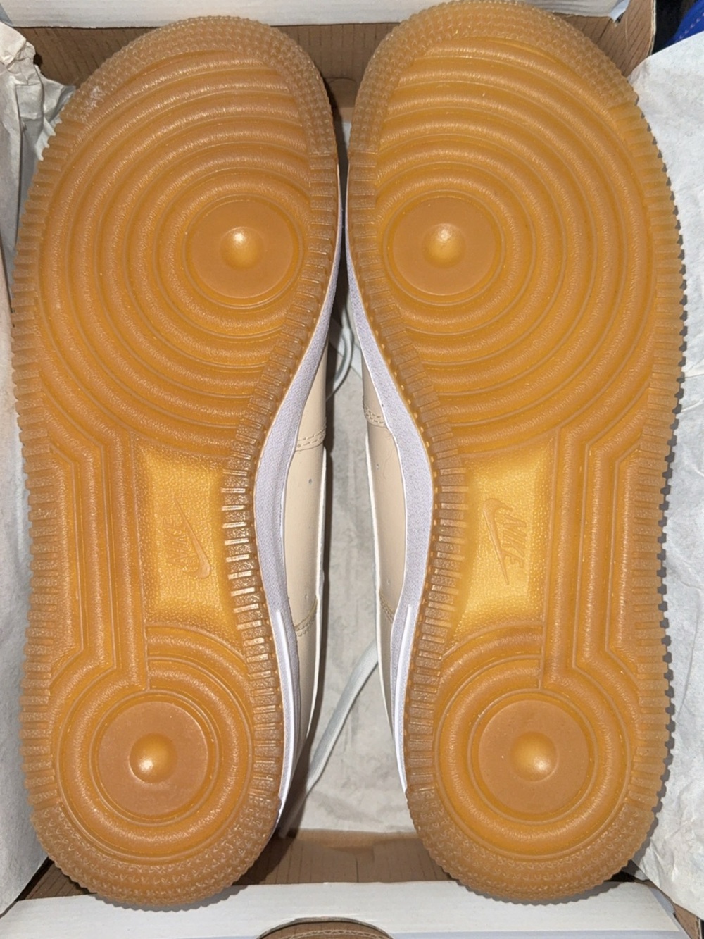 Nike Air Force 1 Low — Beige/White with Gum Sole - Picture 5 of 5